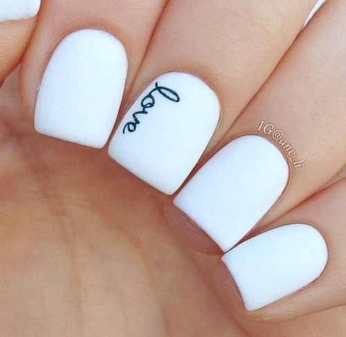 matte white nail art