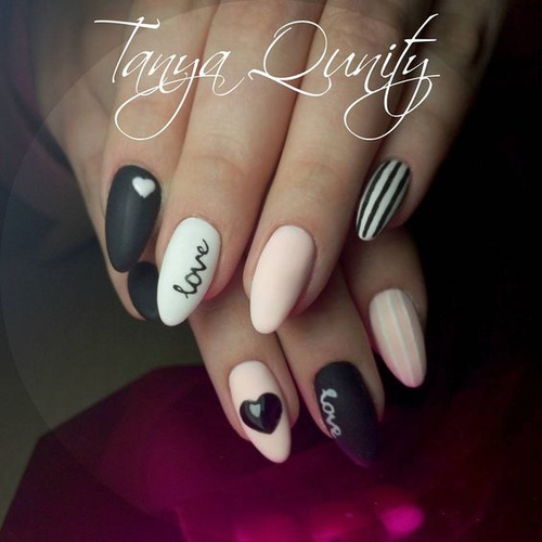black-white-and-pink-valentines-day-nailart