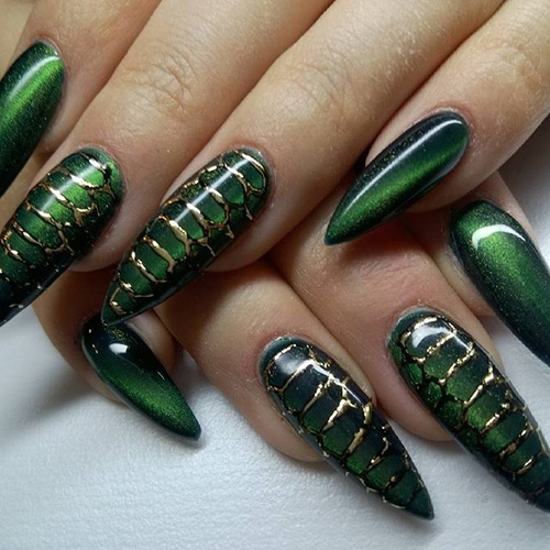 green cateye nails