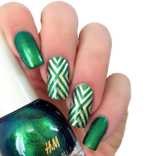 Green and Silver Nails