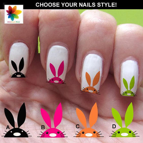 easter-nail-design-with-colorful-rabbits