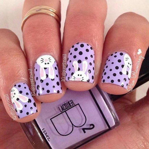 easter-nail-art-with-rabbits-and-dots