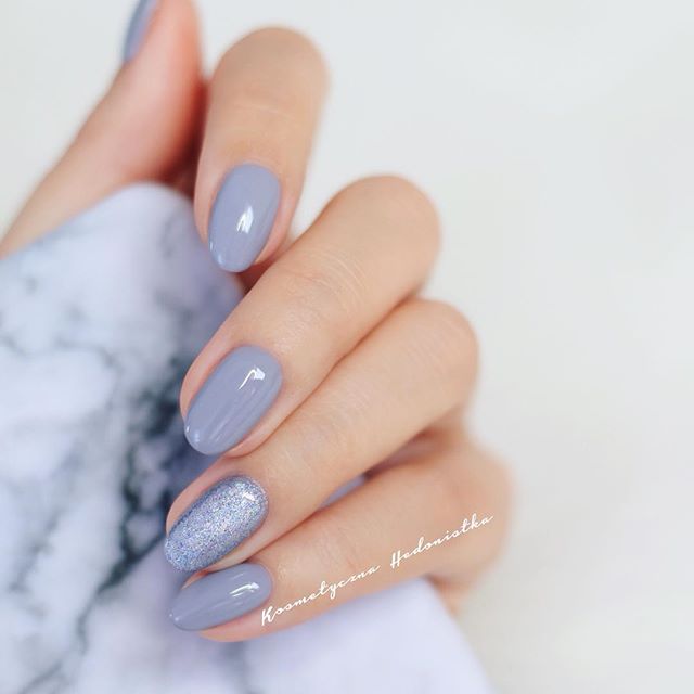 Light blue nails with hygge effect