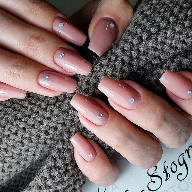 nude beige nail design with hygge effect