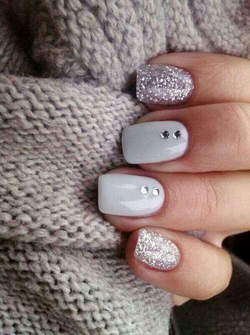 light grey hygge nails for winter holidays