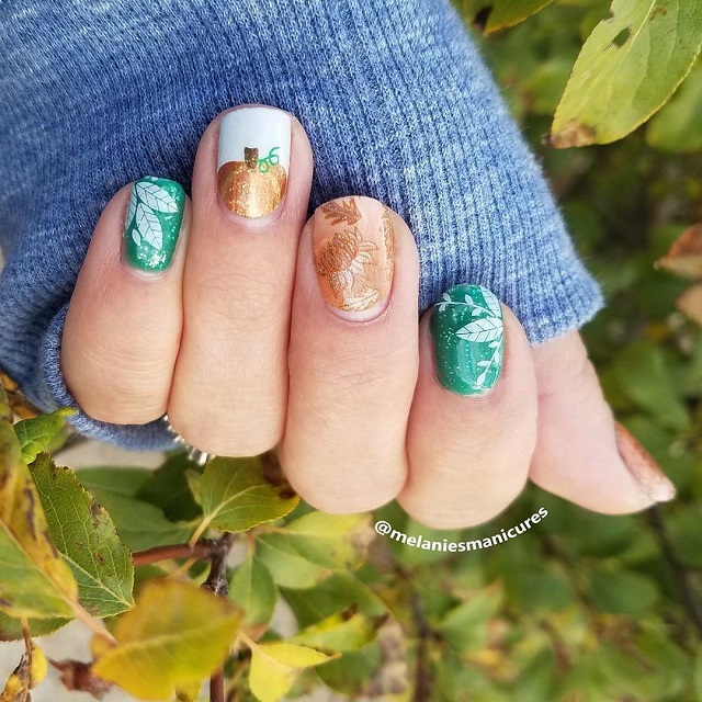 white-green-and-orange-thanksgiving-nails