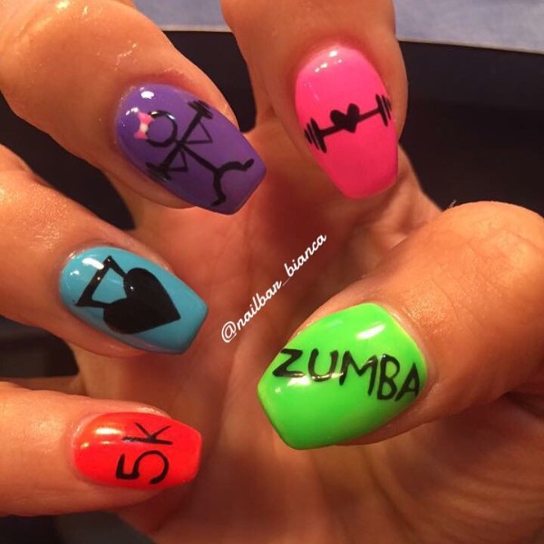 workout-nails-lifting-dumbbells-zumba