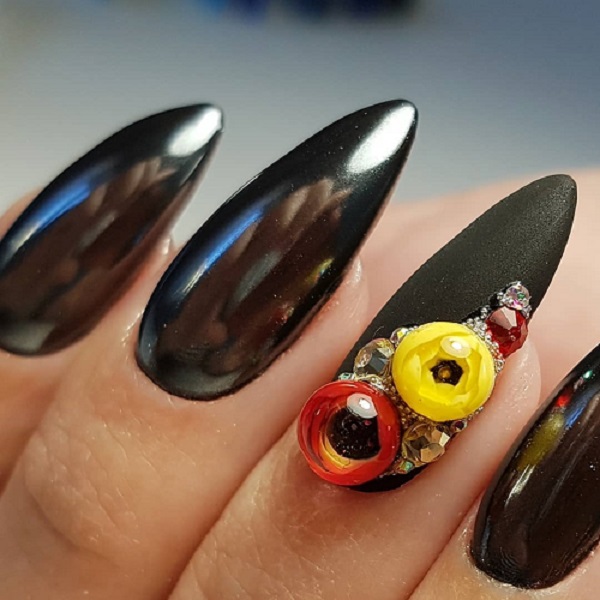 black chrome candy ball nails