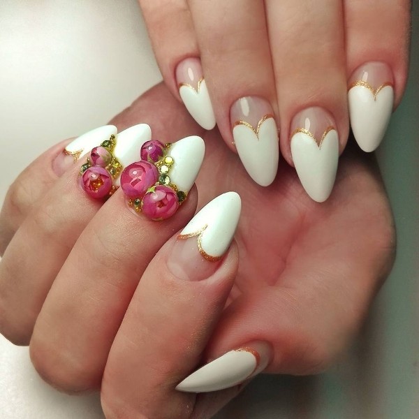wedding nails with flower ball