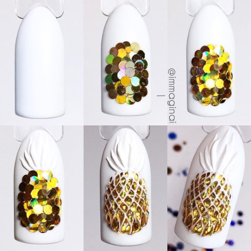 confetti pineapple nail design