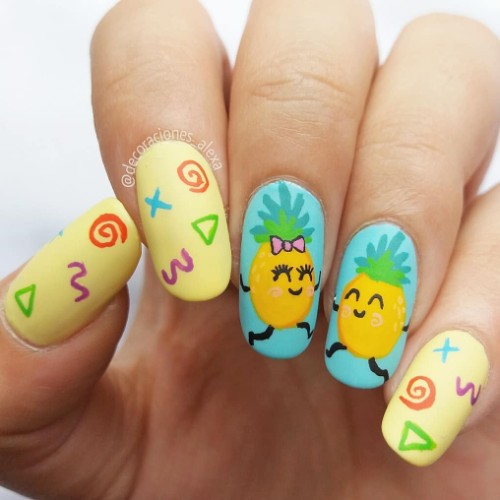 funny pineapple nail art