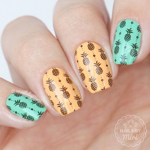 neat symmetrical pineapple nails