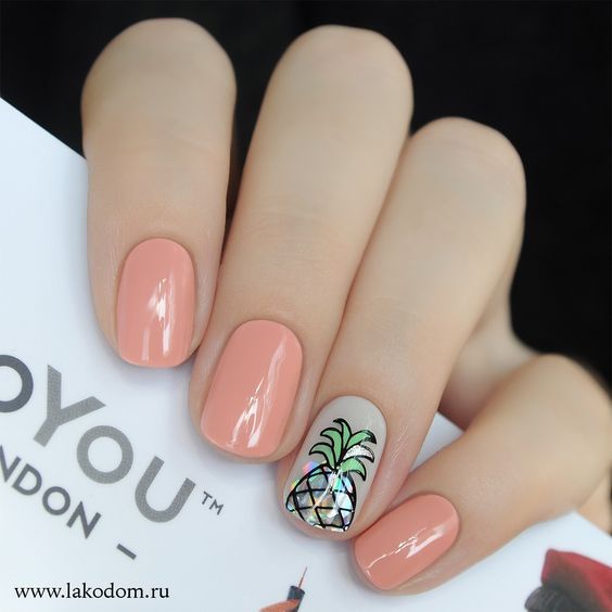 nude office ready pineapple nail design 