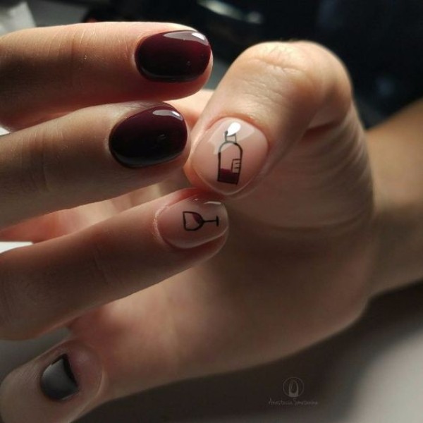 short-wine-themed-nails