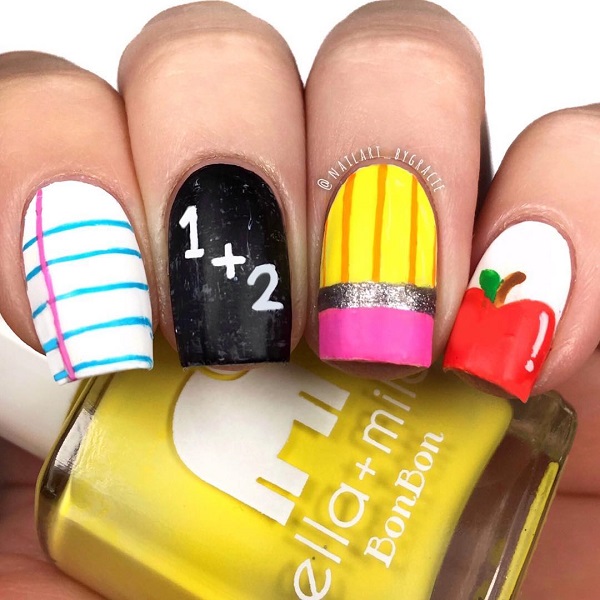 back-to-school-nails-red-apple