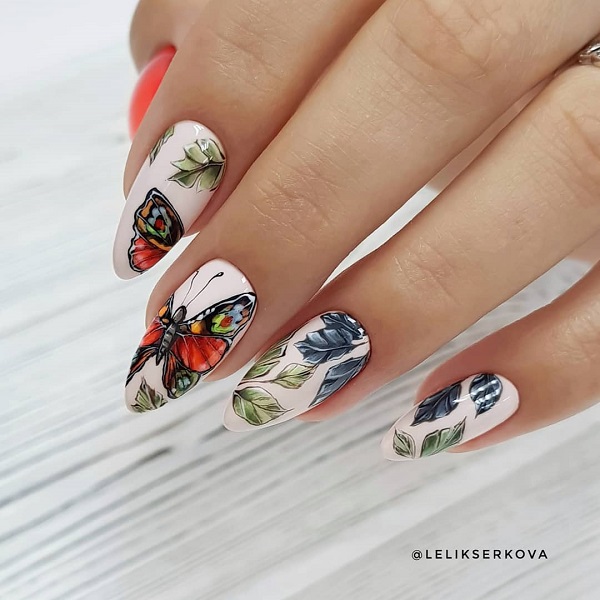 colorful ser butterfly nails