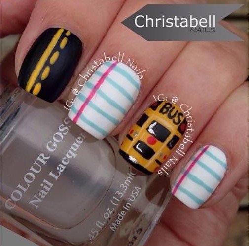 yellow-school-bus-nail-design