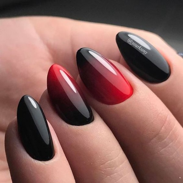 red and black ombre nails