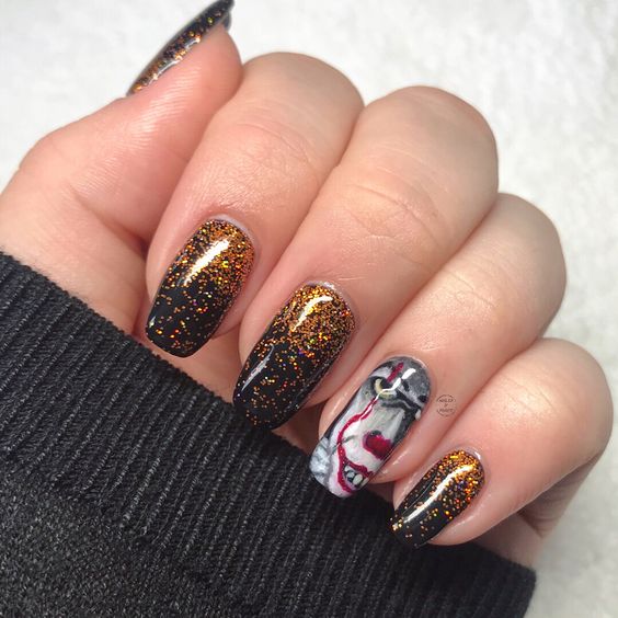 Pennywise Nail Art for Halloween 2019 | NAILSPIRATION