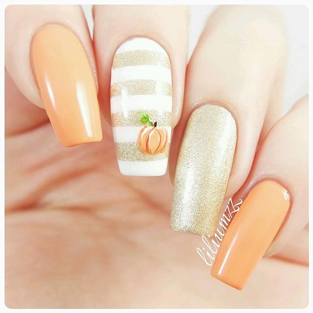 pastel-pumpkin-orange-nail-design-fall
