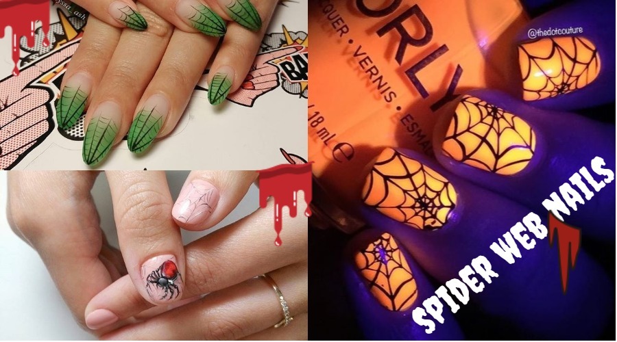 5. "Spooky spider web nail design inspired by Wednesday Addams" - wide 1
