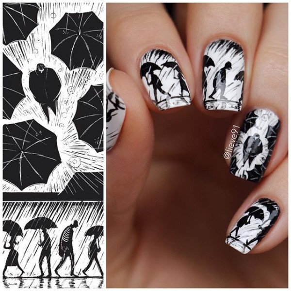 black-and-white-fall-nail-design