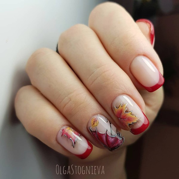 fall-french-nails-with-umbrella