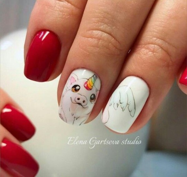 unicorn-pig-nail-design