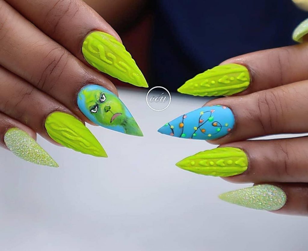 grinch nail art design