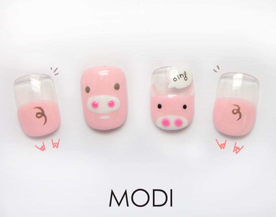 1. Adorable Pig Nail Art Designs - wide 7