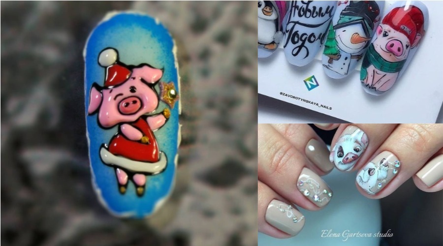 Pig Nail Art Designs for Chinese New Year 2024 - wide 1