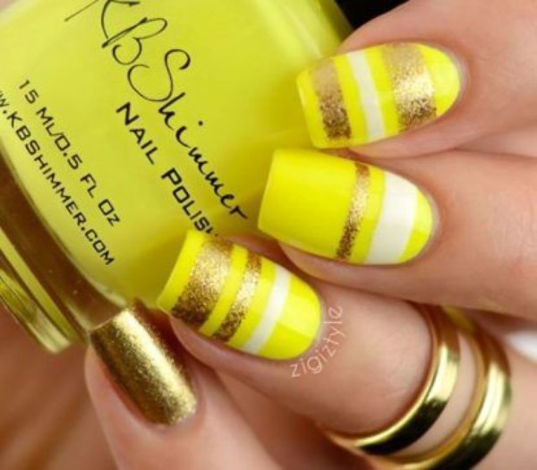 gold and yellow nails
