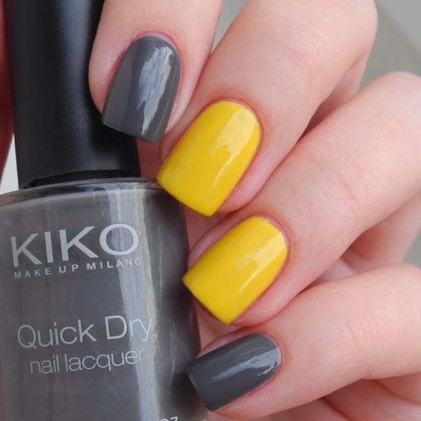 gray and yellow manicure