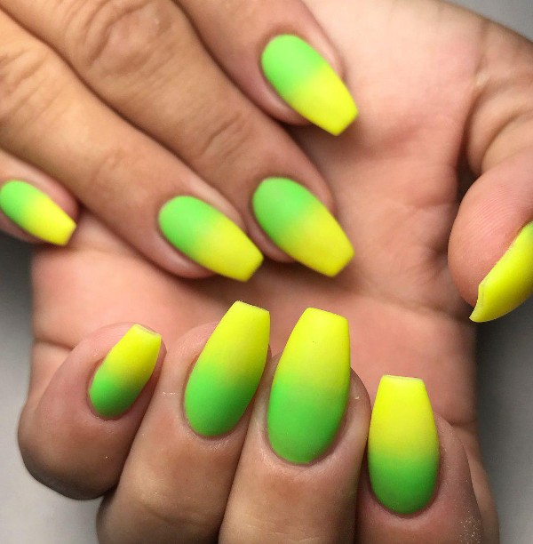 green and yellow nails