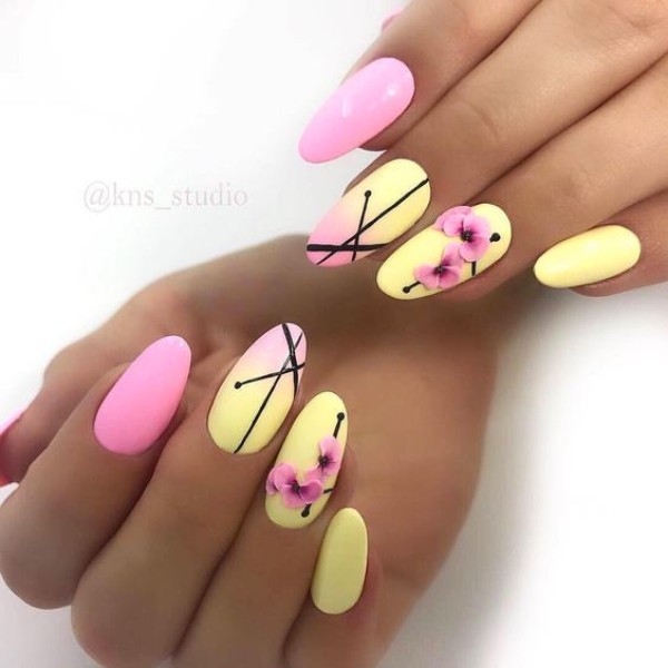 pink and yellow nails