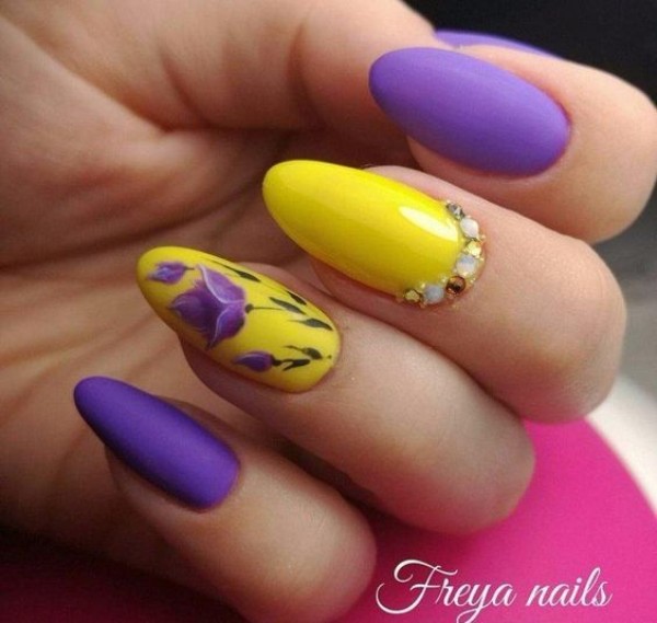 purple and yellow nails