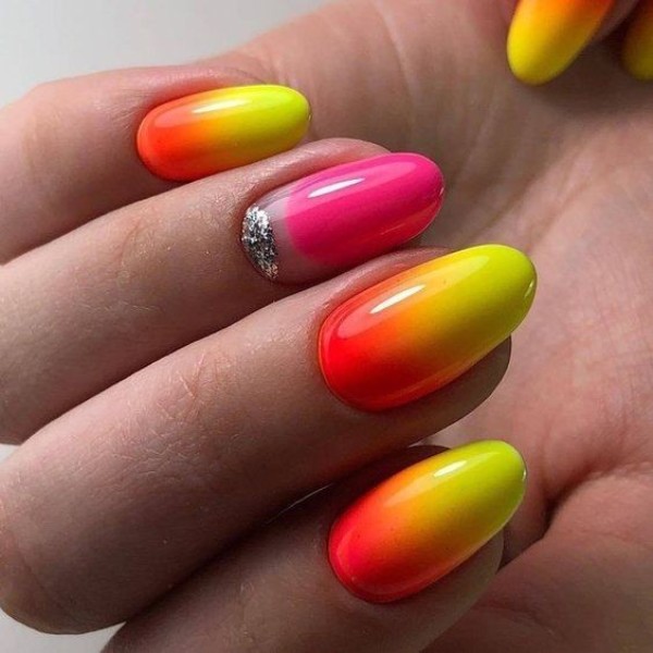 red to yellow nails