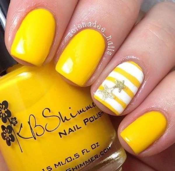 summer yellow nail design