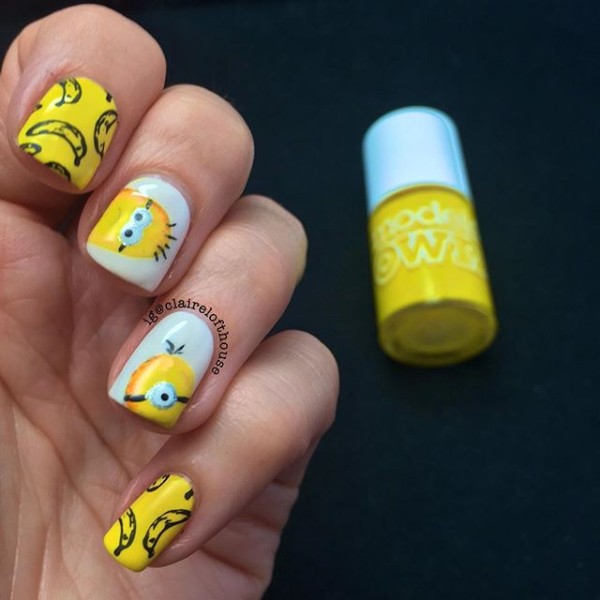 yellow minion nail design