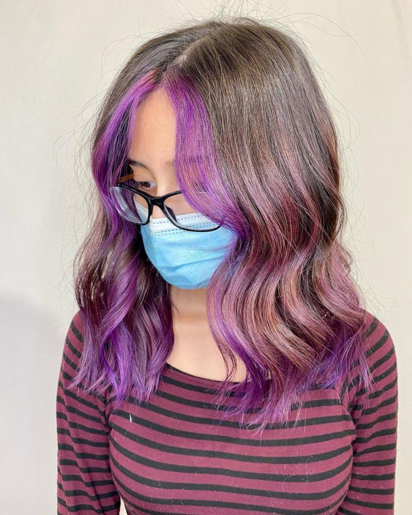 Lavender Money Piece Hair Highlights