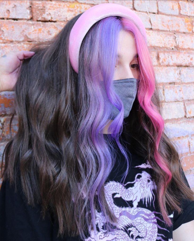 Two-Tone Pink and Purple Teen Hairstyle