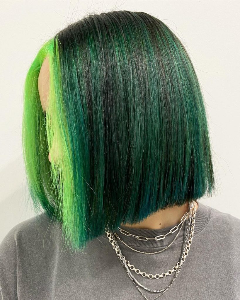 Green Bob Haircut for Kids and Teenagers