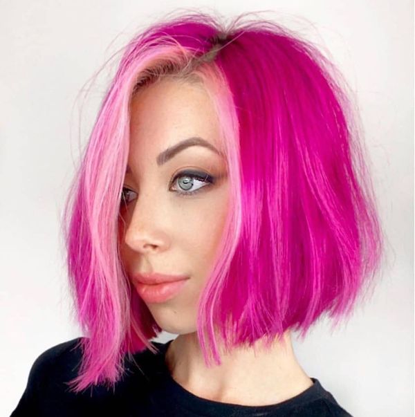 Neon Pink hair with Money Pieces