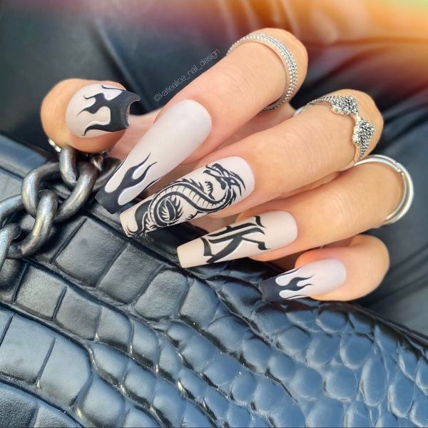 tattoo acrylic nails