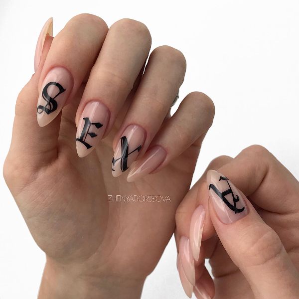Nail Design in a Tattoo Style