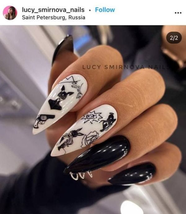 30 Photos of the Coolest Tattoo Nail Designs That Are Trendy in 2024