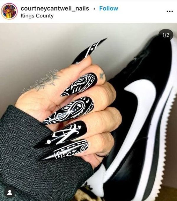 black tattoo nails