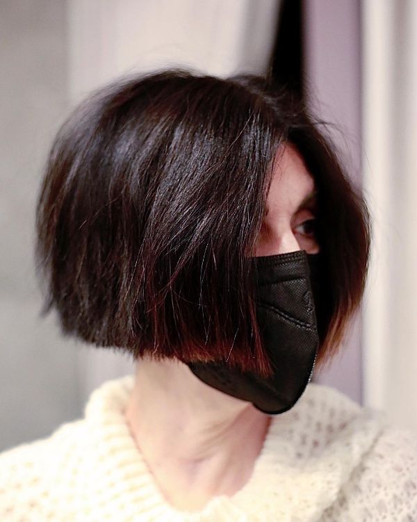 Deep Brown French Bob for Thick Hair