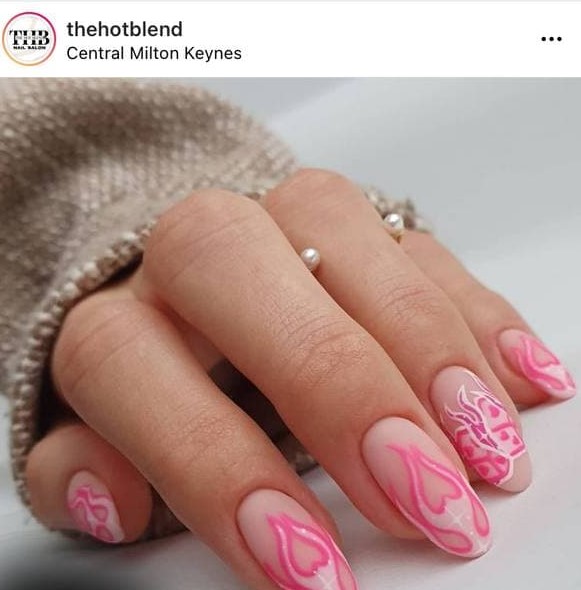 Pretty Pink Flames Nails