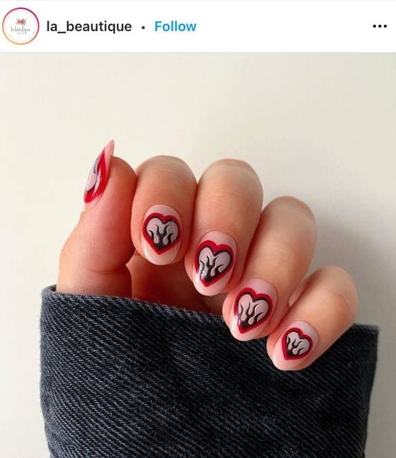 Valentine's Day Flame Nail Design